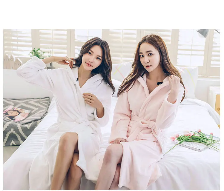 New Arrivals Soft Woman Robes Homewear Bathrobe Flannel Solid Color Nightwear Warm Leisure Wear Peignoir | Женская одежда
