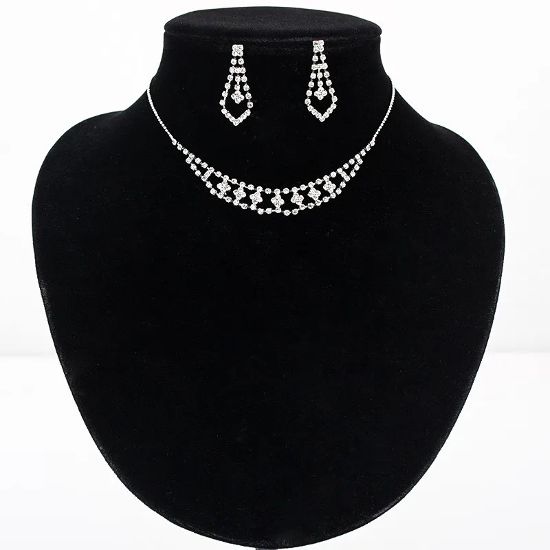 2016 Мода Мерцающий Ожерелье + Серьги Заказунаша Свадьба Невеста Украшения