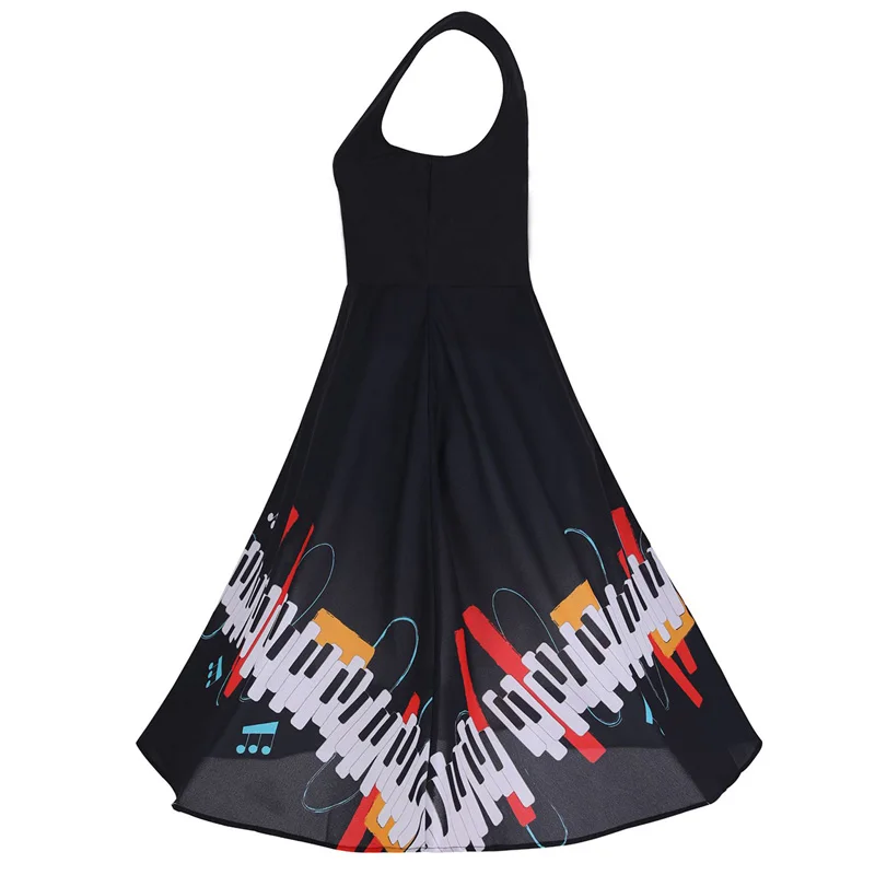 Плюс размер 4XL женское платье с музыкальным принтом Pin UP одежда Vestidos лето Ретро
