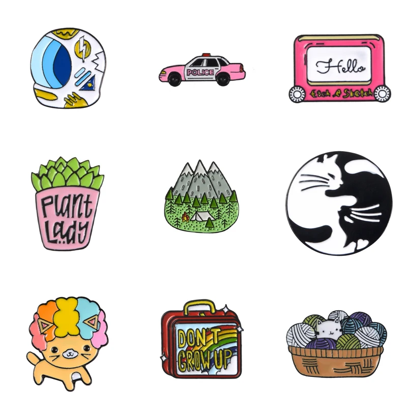 Эмалированные Броши с изображением животных кошек собак 2019 модные значки на