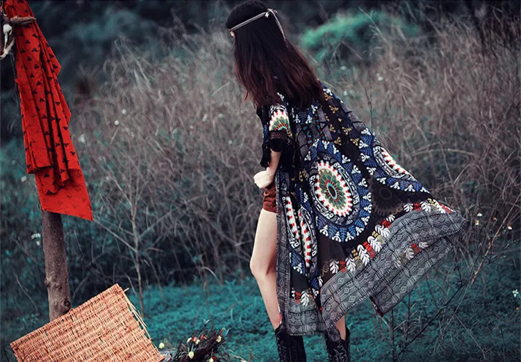 Colorfaith Fashion 2021 винтажный кардиган кимоно с этническими кисточками женские топы