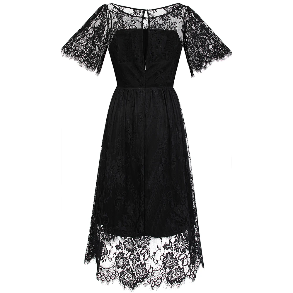 Angel Fashion маленькое черное платье с прозрачным Расклешенным рукавом а силуэт