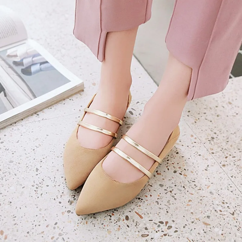 Plus Size 34-46 Fashion Comfy women flats shoes Sexy Pointed toe low heels Elegant Slip On Mary Jane Casual Shoes Zapatos Mujer