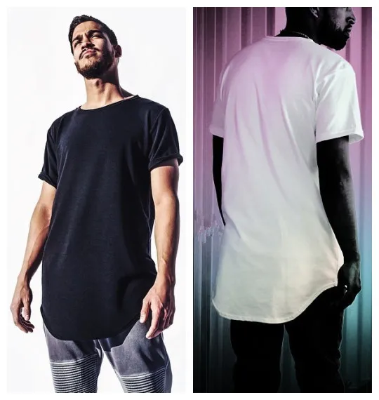 Летняя мужская футболка Мода 2017 летняя удлиненная в стиле хип хоп Мужская