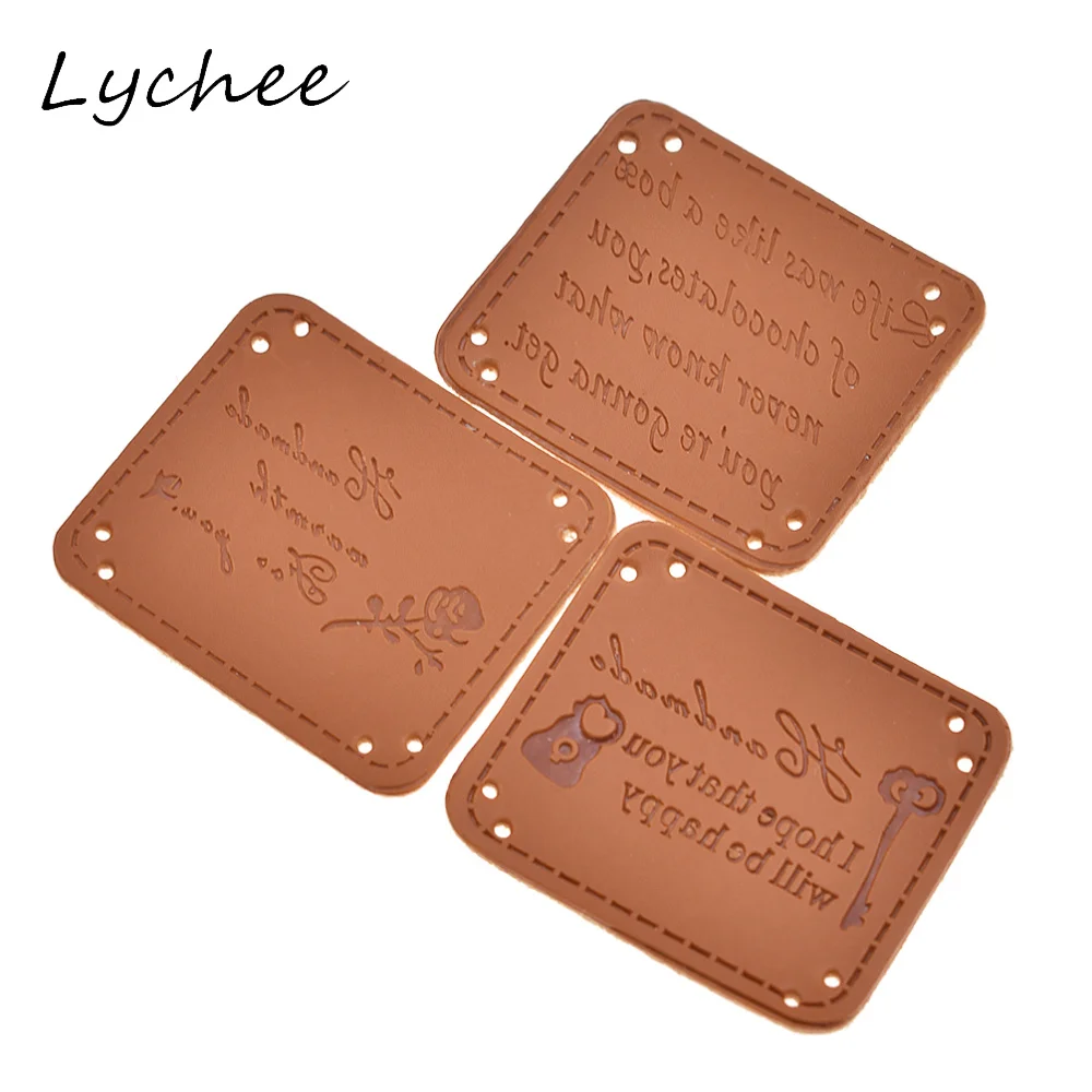 Lychee 20 штук 4 1*3 6 см ретро коричневый синтетическая искусственная кожа этикетка