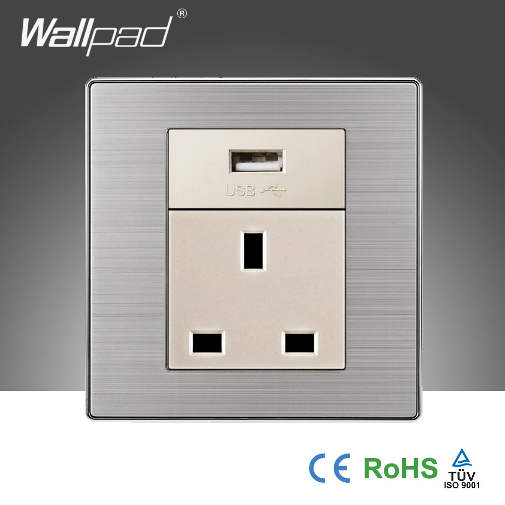 2019 Wallpad UK 13A 3 Pin электрические розетки с Usb в стене|uk wall|socket with usbsocket electrical |