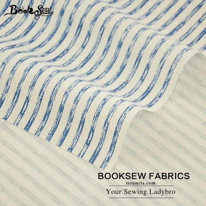 Вышитая книжная ткань домашние текстильные синие полоски дизайн 100% хлопок