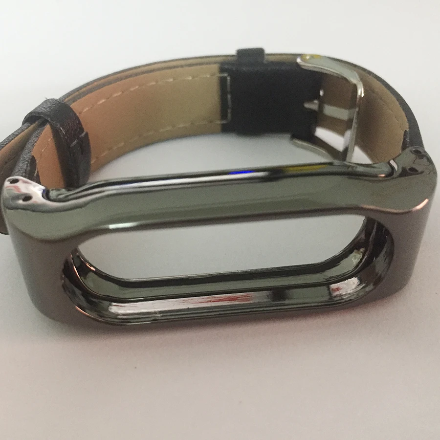 Браслет для Xiaomi Mi Band 2 из искусственной кожи + металлический ремешок Безвинтовой
