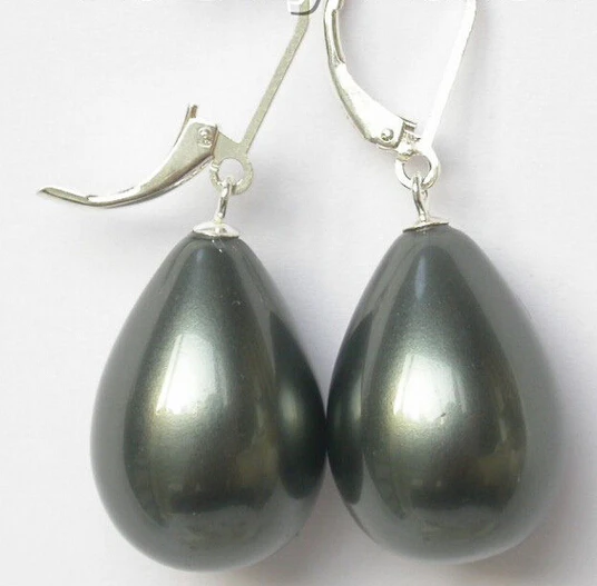 

hot sale Free shipping wholesale >>Genuine! mm drip black sea shell pearls earrings