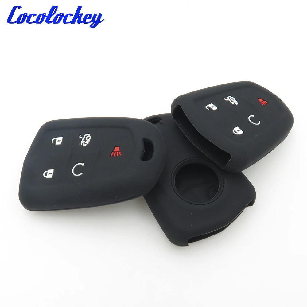 Силиконовый чехол для ключей Cocolockey брелок Cadillac SRX XTS CTS ATS L 5 кнопка без логотипа с