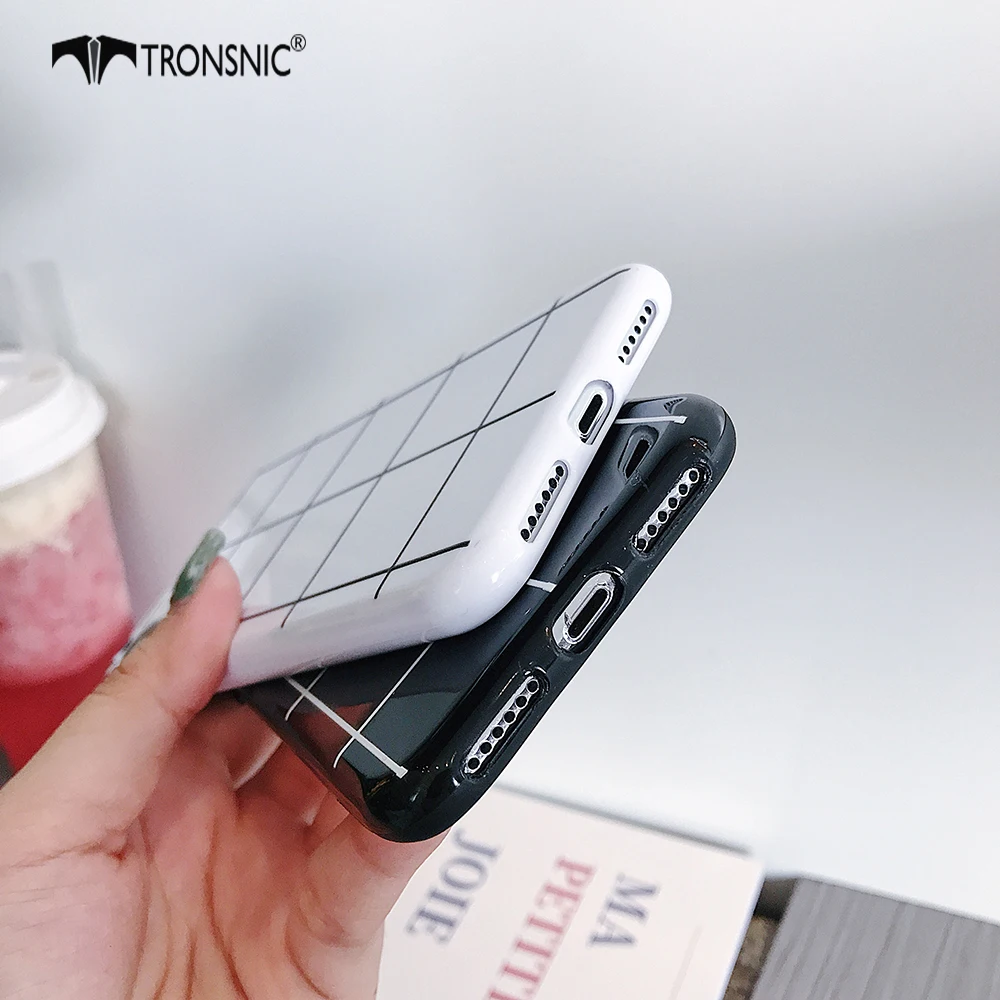 tronsnic plaid phone case for iphone x xs max xr soft silicone black white case for iphone 6s 7 8 plus luxury covers hot fashion free global shipping