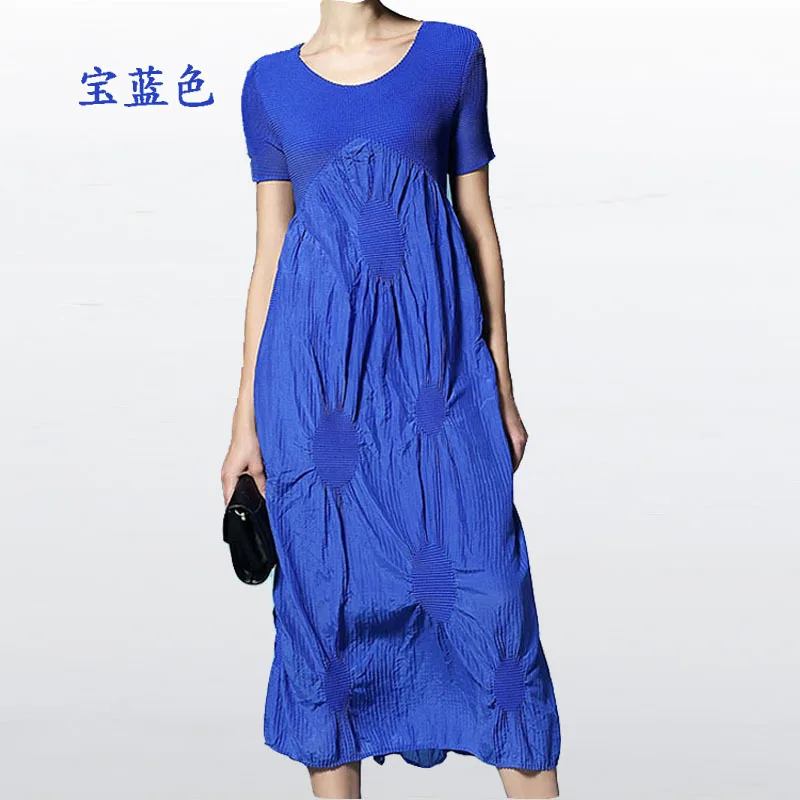 Длинное свободное тонкое платье с круглым вырезом большого размера, летнее Новое плиссированное платье MIYAKE