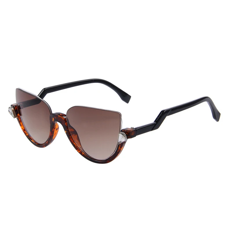 C6Gradient Brown Winla солнцезащитные очки полуоправы Модные Роскошные Алмазные Солнцезащитные очки женские летние стильные дизайнерские очки УФ-защита WL1039 - Цвет линз: C6Gradient Brown