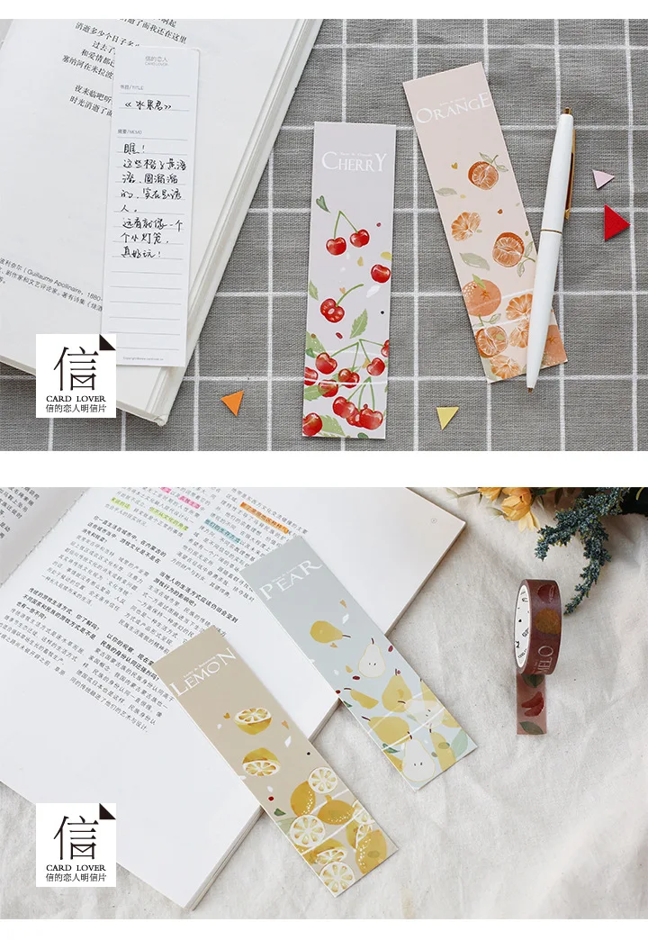 30 Pcs/lot Cute Creative fruit Paper Bookmark Books Clip School Supplies Accessories Stationery Bookmarks