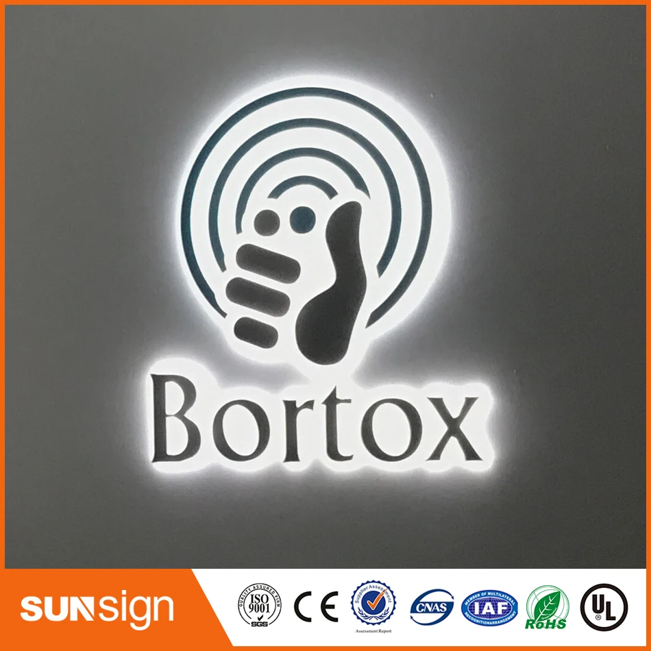 Gold color Stainless steel Backlit signage letters LED 3D illuminated Channel letters signs for Advertising customized