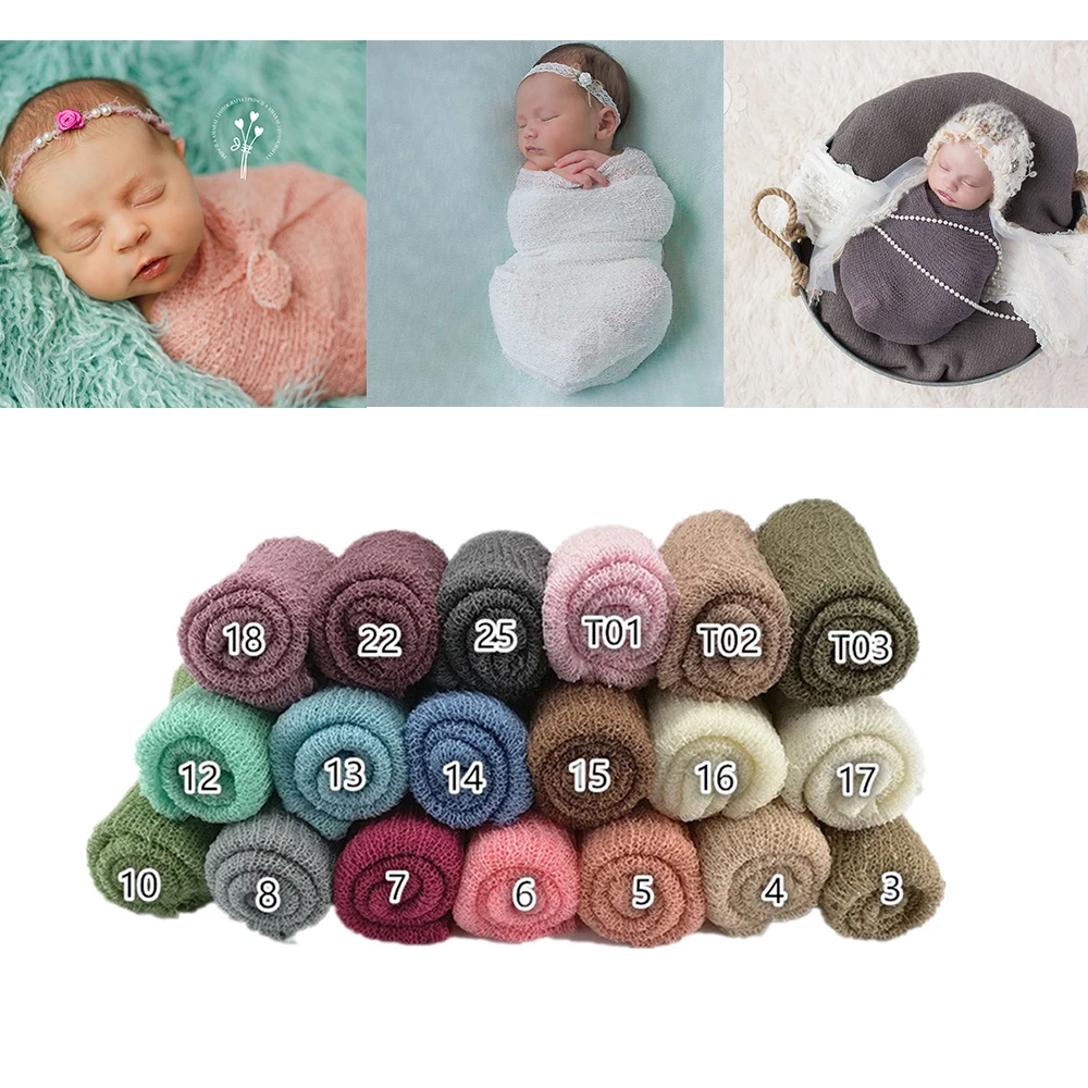 

140x30cm Newborn Baby Wraps Stretch Knit Swaddle Infant Photo Shooting Blanket for Kids Photography Accessories