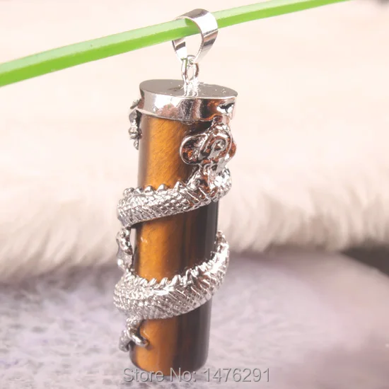 38X11MM опал Опалит оникс тигровый глаз дракон колонна инкрустированная кулоном 1 шт