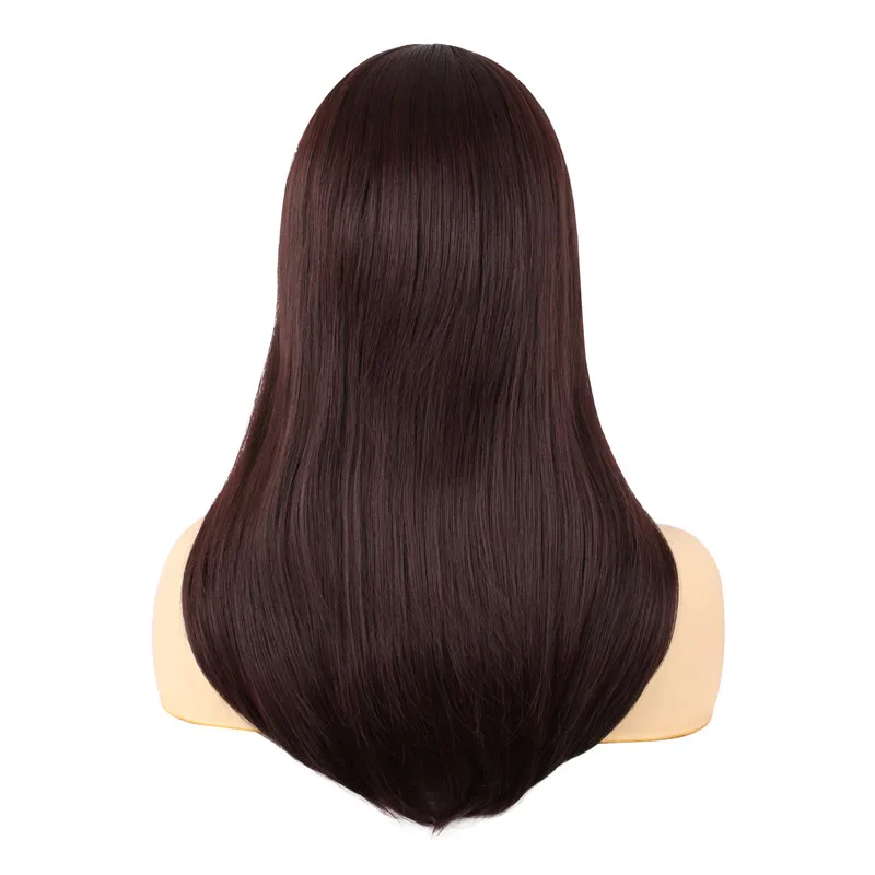 Dark Brown MapofBeauty, 20 дюймов, Длинные прямые парики для женщин, натуральный коричневый, черный, розовый, парик, термостойкие синтетические волосы, шт, челка, парик для косплея - Цвет: Dark Brown