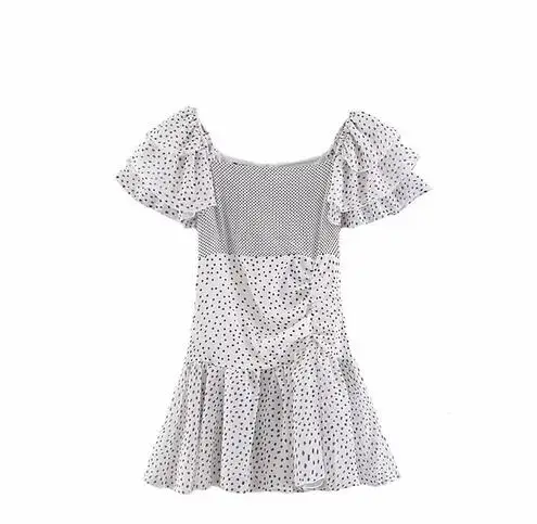 2019 Новое Женское модное сексуальное мини платье в горошек с вырезом лодочкой