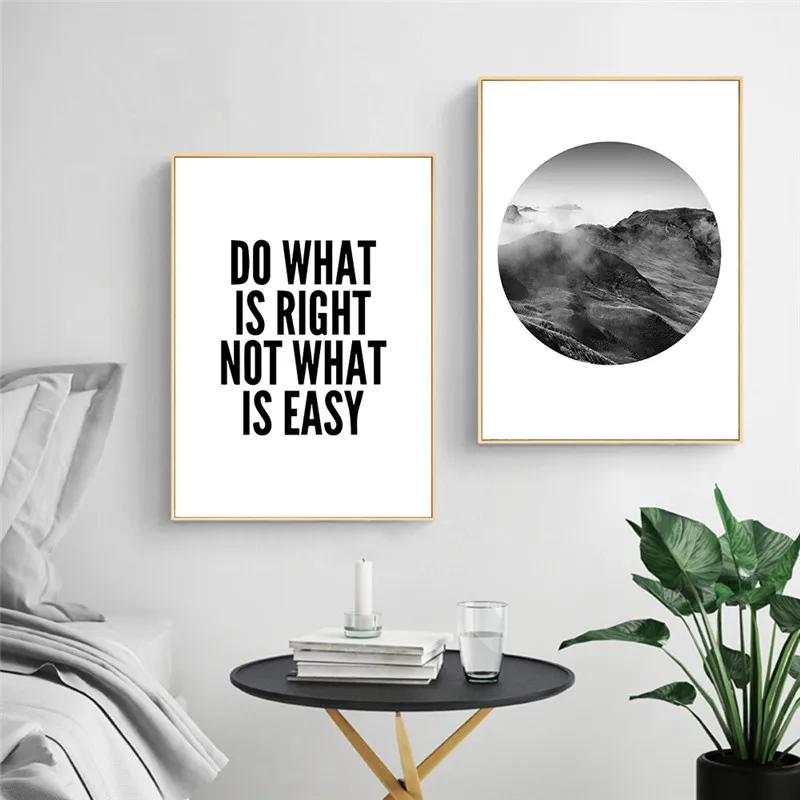 Nordic Decoration Landscape Mountain Motivational Quote Wall Art Canvas Painting PosterInspirational For living room | Дом и сад