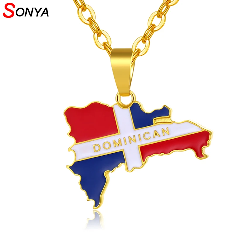 SONYA ожерелье и кулон в форме флага для женщин/мужчин Золотая/серебряная карта