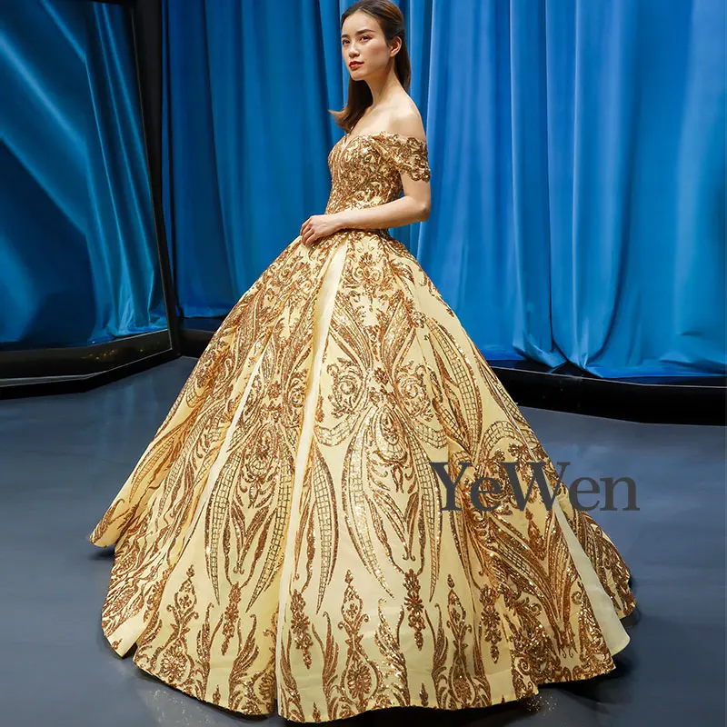 Роскошное Золотое вечернее платье платья для особых случаев длинное модное