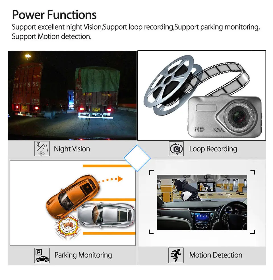 Автомобильный видеорегистратор AKASO 3 0 дюймов IPS HD дисплей Камера Dashcam Full 1080P
