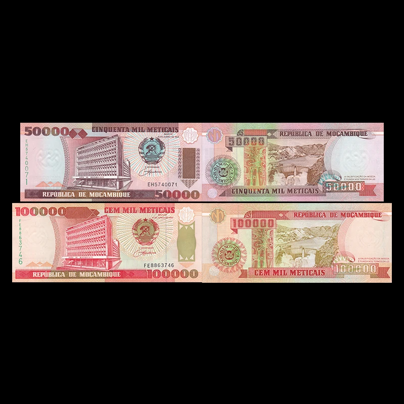 Мозамбик комплект 2 шт. 50000 100000 Meticais 1993 P-138 139 UNC коллекция подарок Африка Подлинная