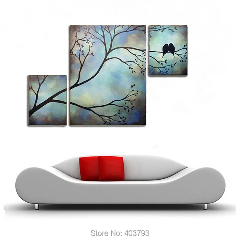 

3 Pcs/Lot Hand Painted Oil Painting On Canvas Birds Modern Abstract Decorative Pictures For Home Decor