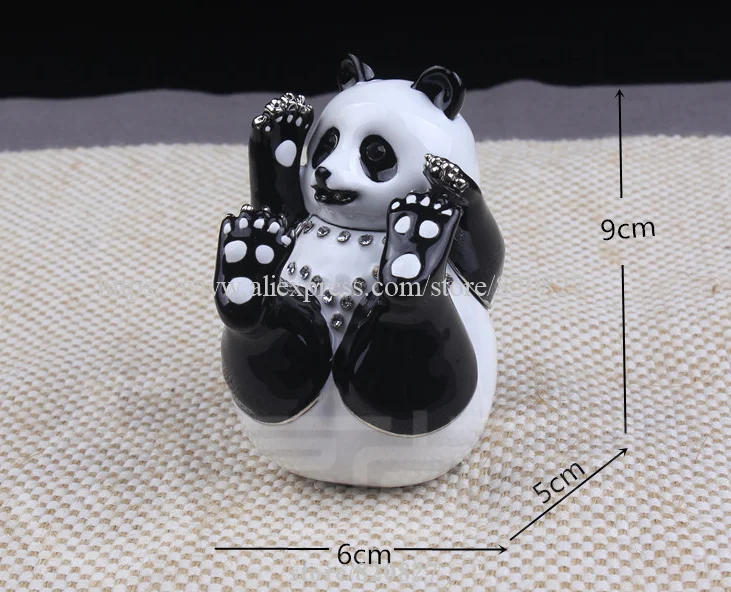 Коробка безделушка панда с кристаллами оловянный шарнирное кольцо коробка