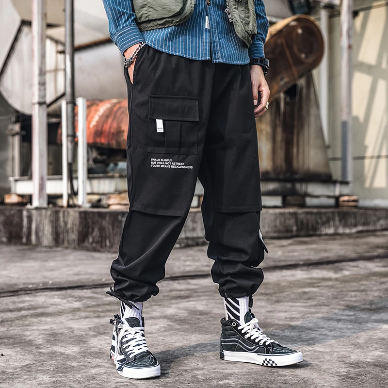 LAPPSTER Men Streetwear Carog Pants Summer Joggers Pants Men Black Hip Hop Harem Pants Korean Style Trousers Polyester - Цвет: Black