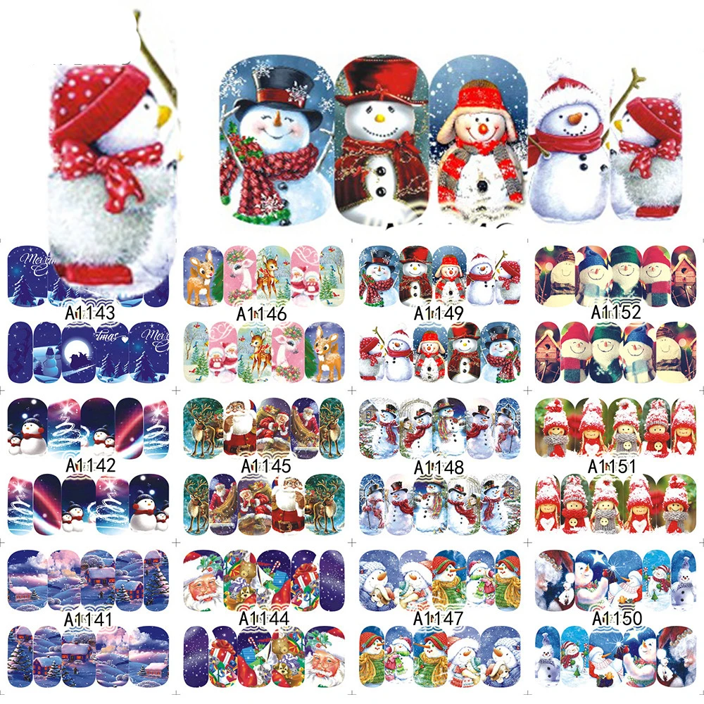 48 листов рождественские смешанные наклейки для ногтей переводные воды Полные