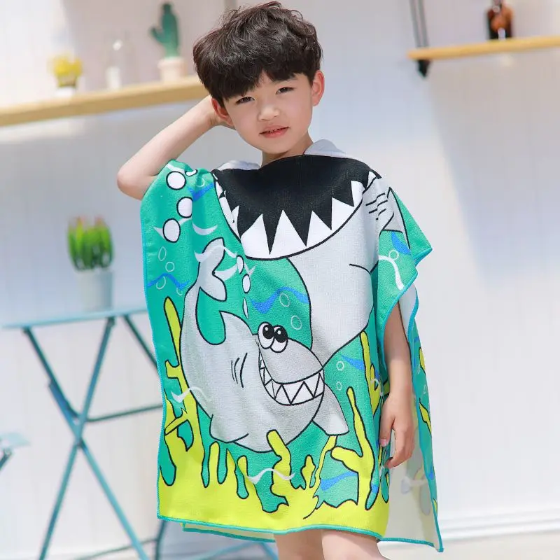

Boys Girls Kids Swimming Bath Towel For bath Children Cute Cartoon Hooded Cloak Beach Towel Animal Printed Microfiber towel