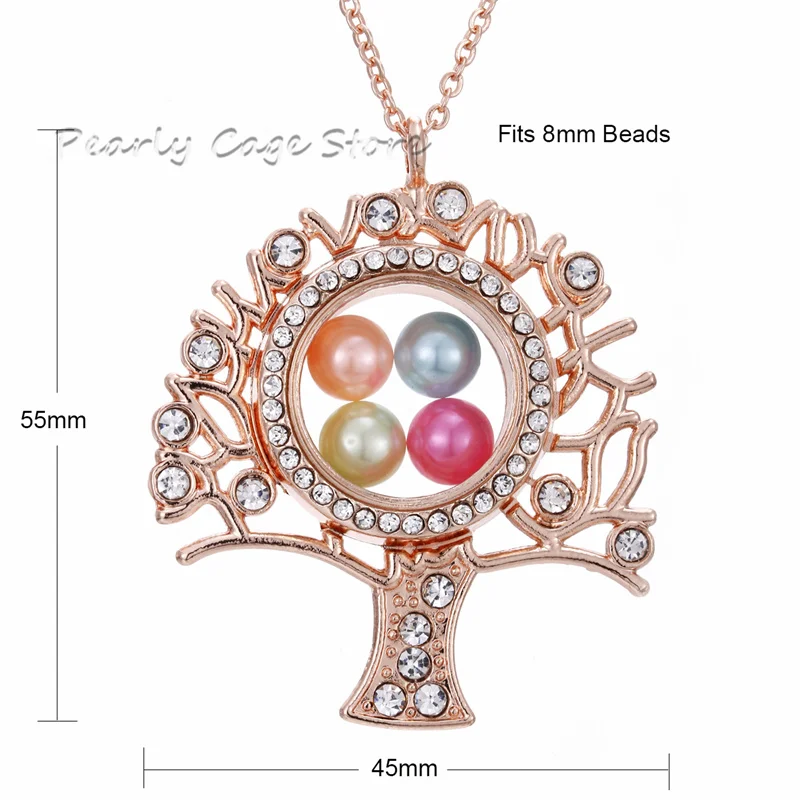 Tree of Life-1B 300 стилей диаметр 8 мм бусины жемчужная клетка Магнитная застежка плавающий медальон Стразы кулон ожерелье с нержавеющей цепочкой 27" - Окраска металла: Tree of Life-1B
