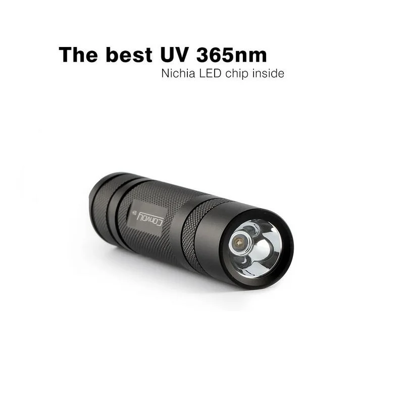 Светодиодный фонарик Convoy S2 + черный УФ фонарь 365 нм nichia 365UV side OP reflector