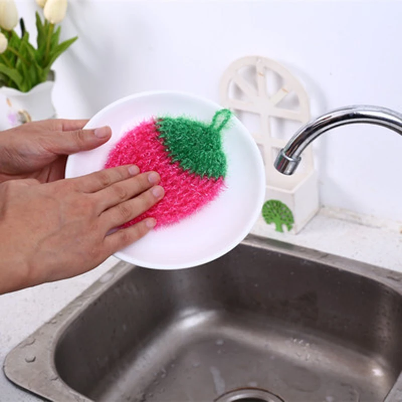 Фото Губка для мытья посуды кухонный прибор в виде фруктов клубники|Чистящие