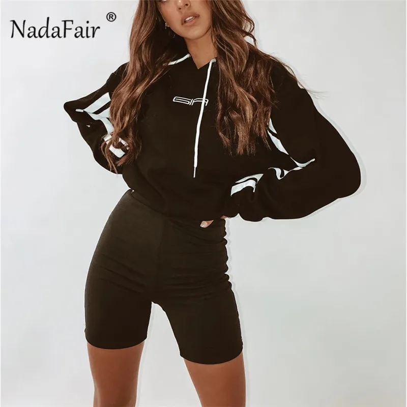 Женские байкерские шорты Nadafair черные неоновые с высокой талией повседневные
