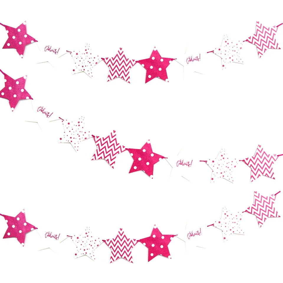 Rose Red Star 1 набор, красочные бумажные флаги и баннеры, гирлянды, цветочные баннеры, сделай сам, для детей, на день рождения/свадьбу, вечерние, декоративные принадлежности - Цвет: Rose Red Star