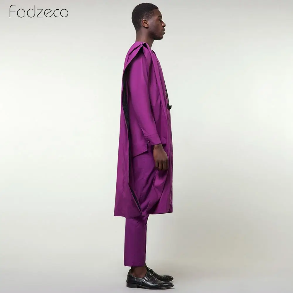 Fadzeco африканские мужские костюмы Дашики Топ рубашка брюки комплект из 3 предметов