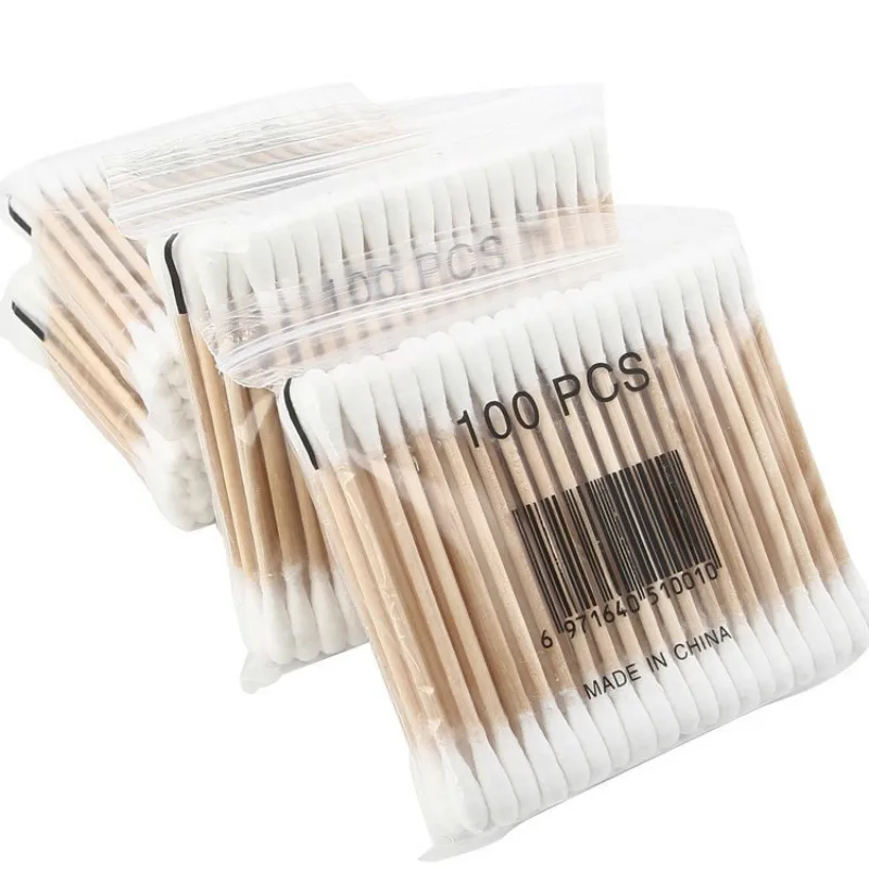 

100Pcs/bag Both Head Disposable Cotton Swabs Double Head Cotton Buds Cotton Tipped Applicator Makeup Nose Ears Cleaning