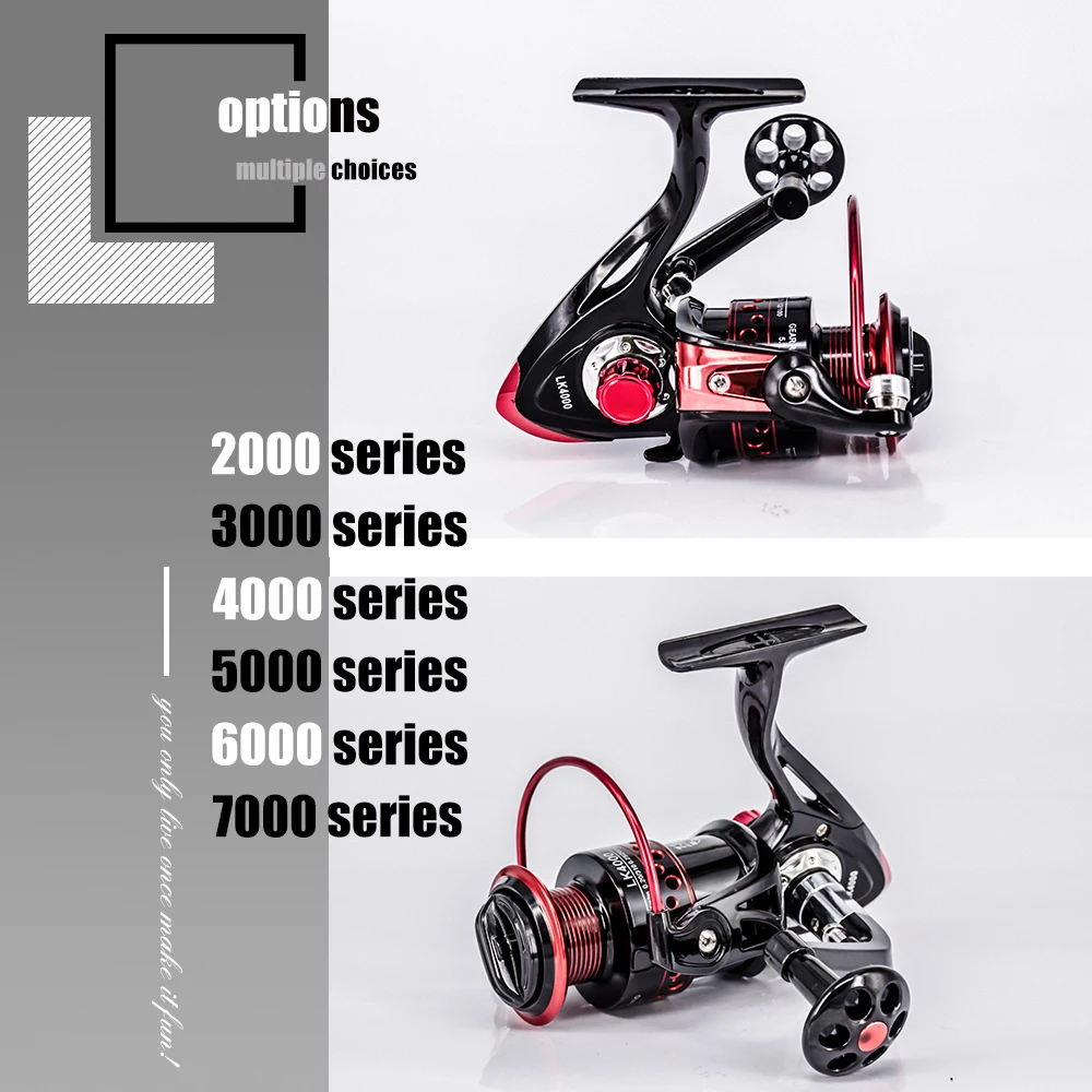 

Spinning Fishing Reel 13+1BB Gear Ratio 5.2:1 Metal Front Drag 2000-7000 Series Fresh Water Carretilha Sport Carp Fishing