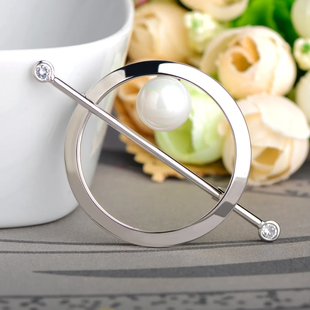 Funmor корейские Круглые Женские Броши Имитация Жемчуга металлический корсаж круг