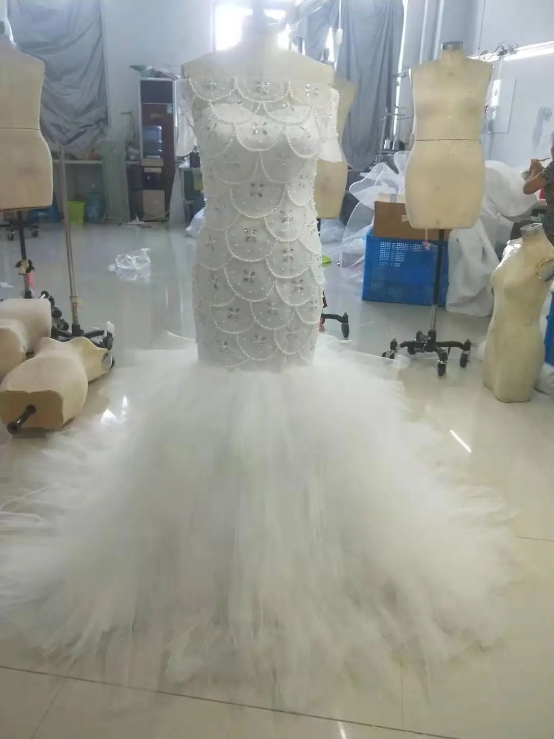 Mrs Win 2019 с плеча Бисероплетение Русалка Свадебные платья большим шлейфом модное