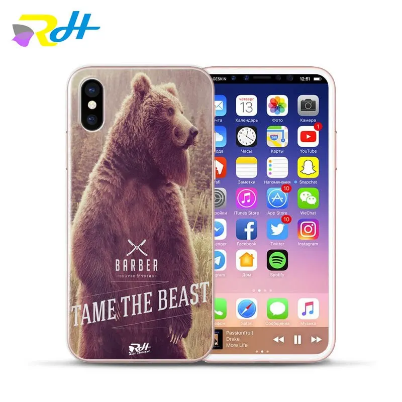 Милый чехол для телефона с изображением медведя Льва тигра кота iPhone 5 5S se 6 s 7 Plus 8 X