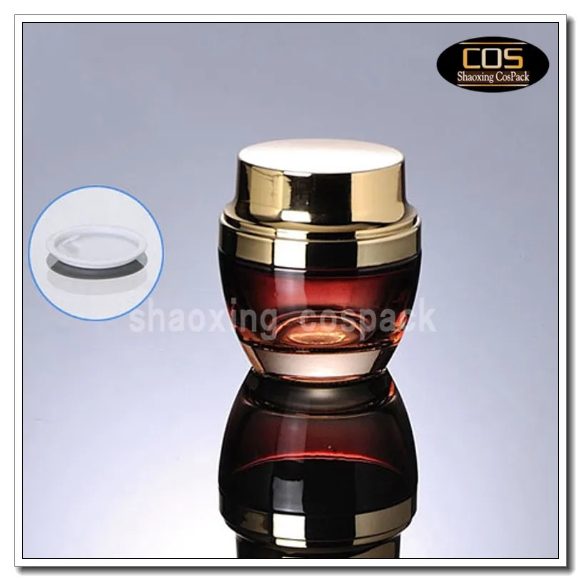 50pcs 50g red glass cream jar with gold aluminum lid, 50 gram cosmetic jar , eye cream 50g bottle