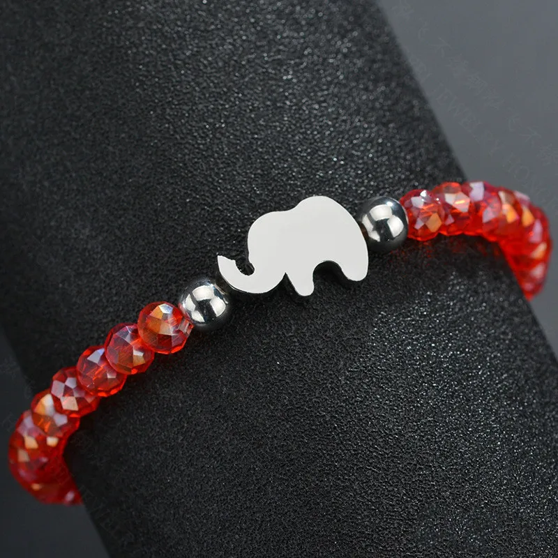 Милые Браслеты из нержавеющей стали с маленькими слонами эластичные браслеты