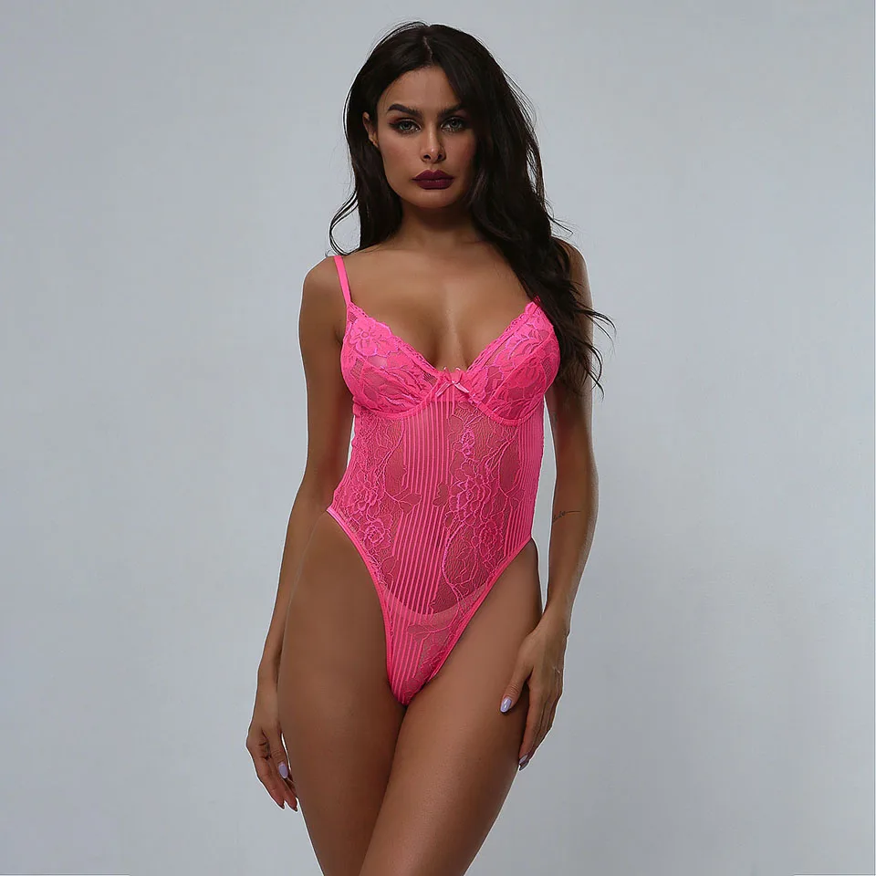 Neon Pink Karlofea сексуальная ночная рубашка с Тедди боди выдалбливают цельный пляжный костюм шикарные Клубные Вечерние Короткие Комбинезоны Боди - Цвет: Neon Pink