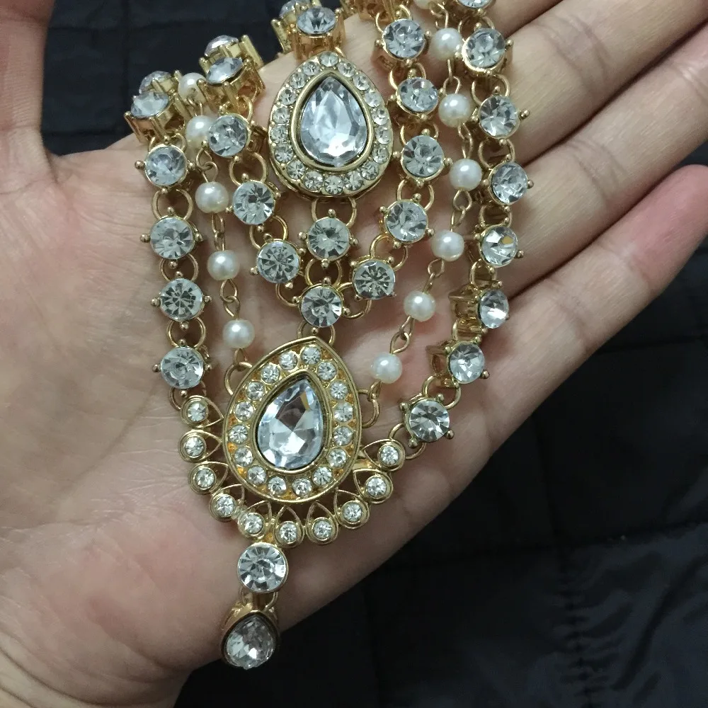 Ручной работы Kundan камни волос цепь для головы цепи украшения на голову