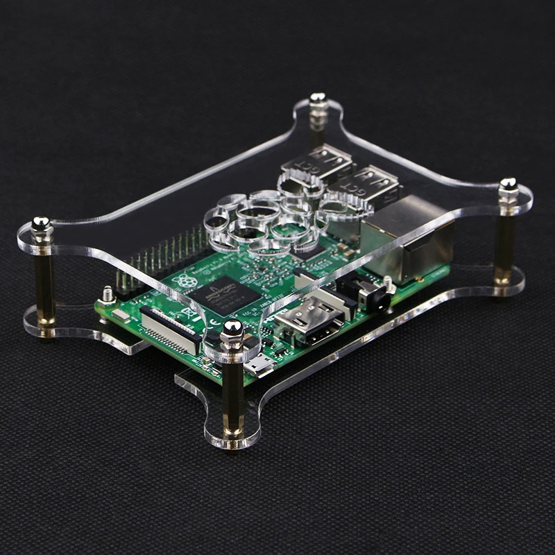 Акриловый чехол для Raspberry Pi 4, прозрачный корпус с логотипом, совместим с Raspberry Pi 3 Model B 3B Plus