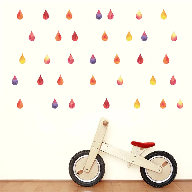 DIY Renkli Yağmur Damlası Duvar Sticker Yağmur Su Damlası bebek yatağı Odası asılı dekorlar Duvar Çıkartmaları Çocuk Odası Posteri Duvar